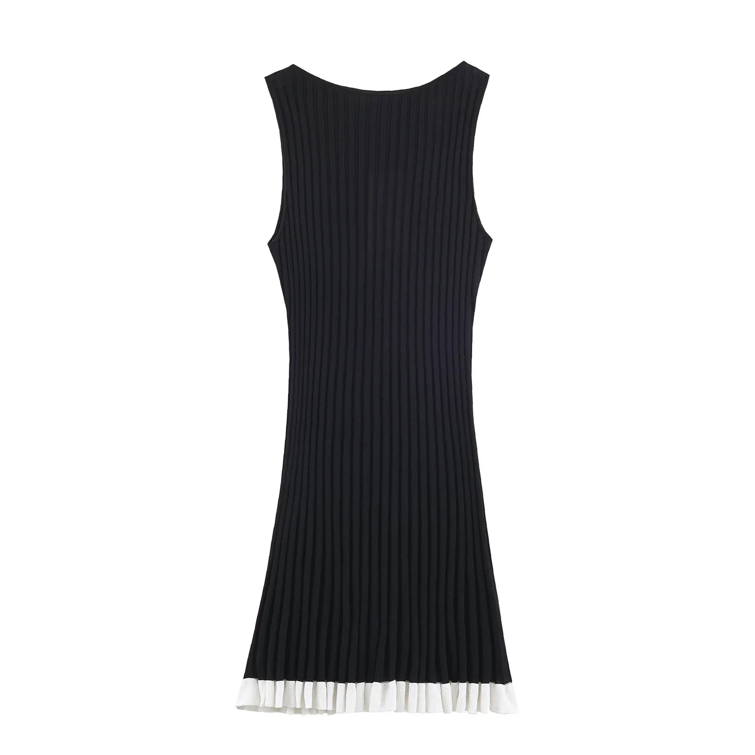 Sleeveless Vertical Ribbed Knit Mini Dresses