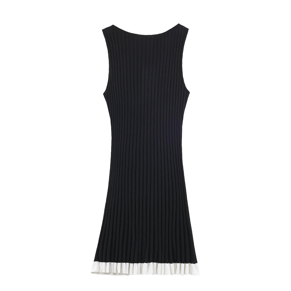 Sleeveless Vertical Ribbed Knit Mini Dresses