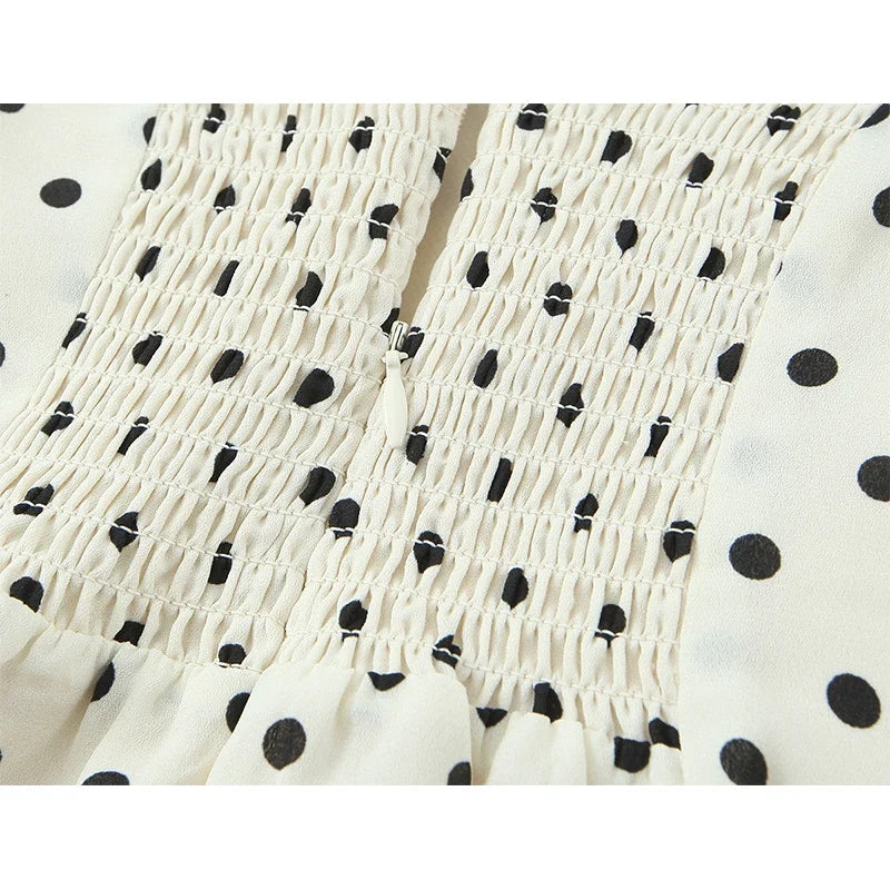 Sexy Backless Halter Mini Polka Dot Dresses Lace Trim High Waist A-line Slim Casual Summer Beach Party Dress