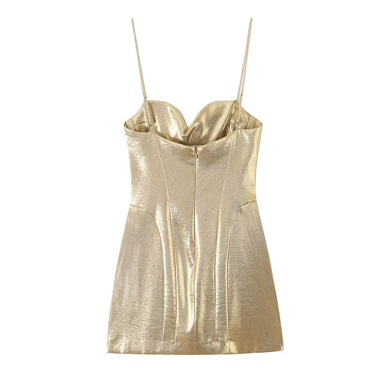 Sexy Metallic Effect Corset Mini Dresses