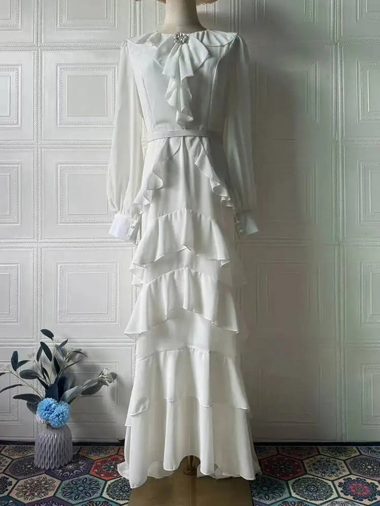 Summer Soft Long Sleeve Waist-Cinching Maxi Dresses