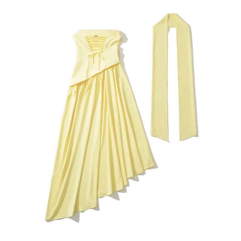 Sexy Elegant Yellow Strapless Evening Dresses