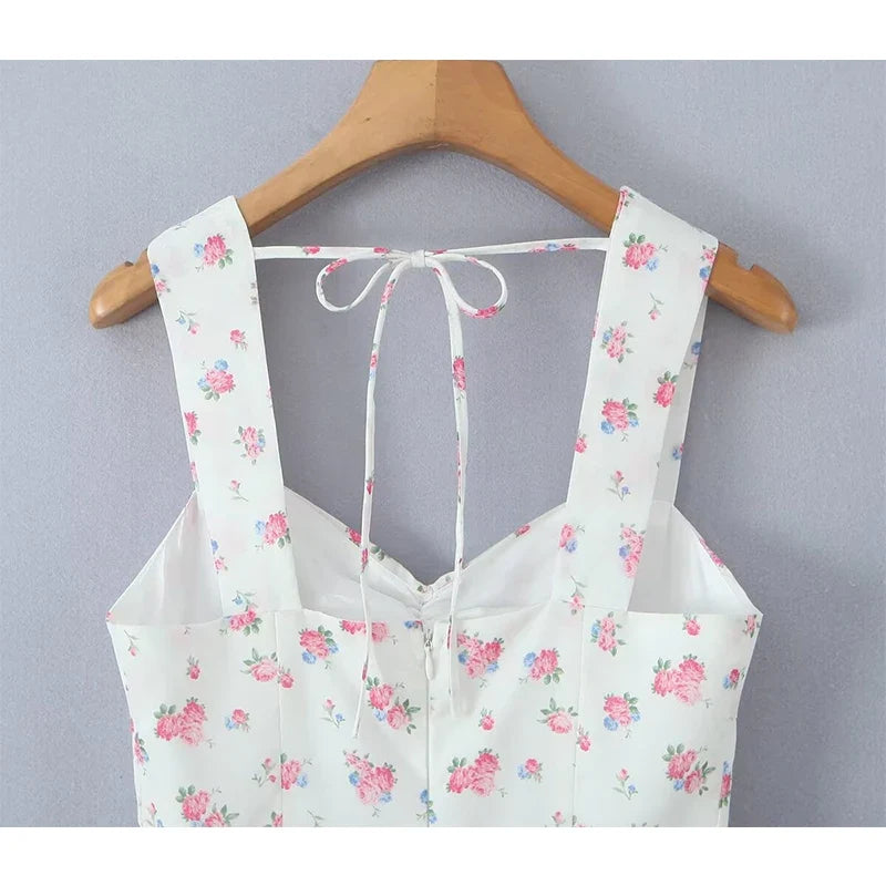 French Style Floral Print Pastoral Holiday Dresses