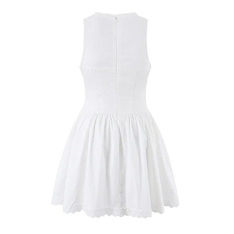 French Elegant White Mini Dresses