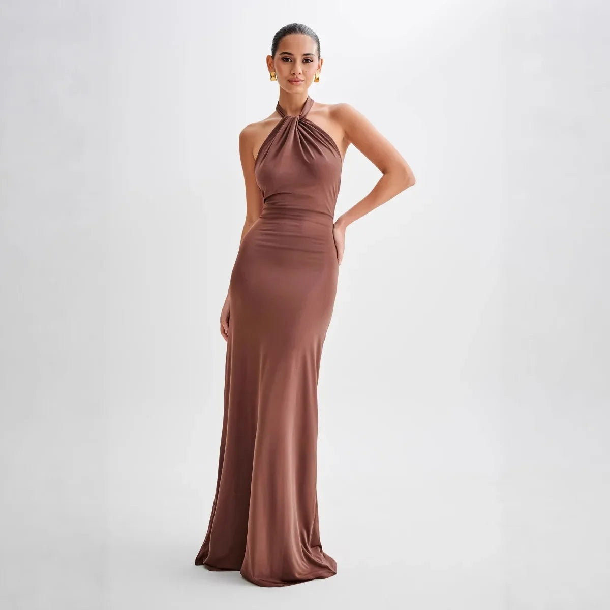 Hanging Neck Sleeveless Waist Slimming Dresses
