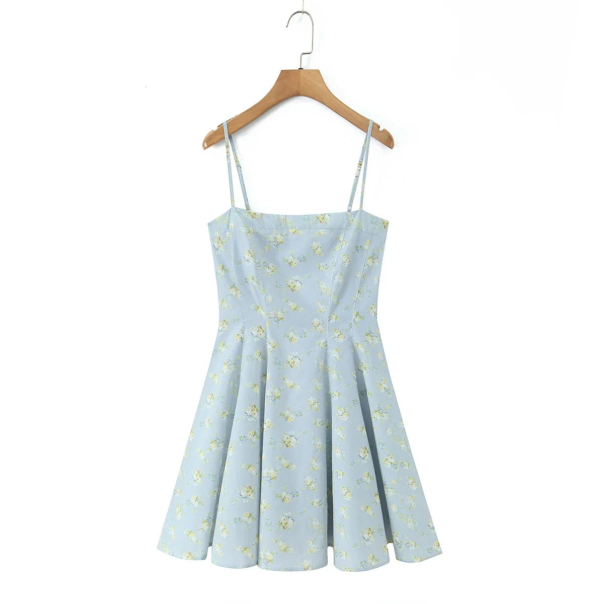 Pretty Girls Floral Print Elegant A-line Mini Summer Dresses Vacation Robe Sundress