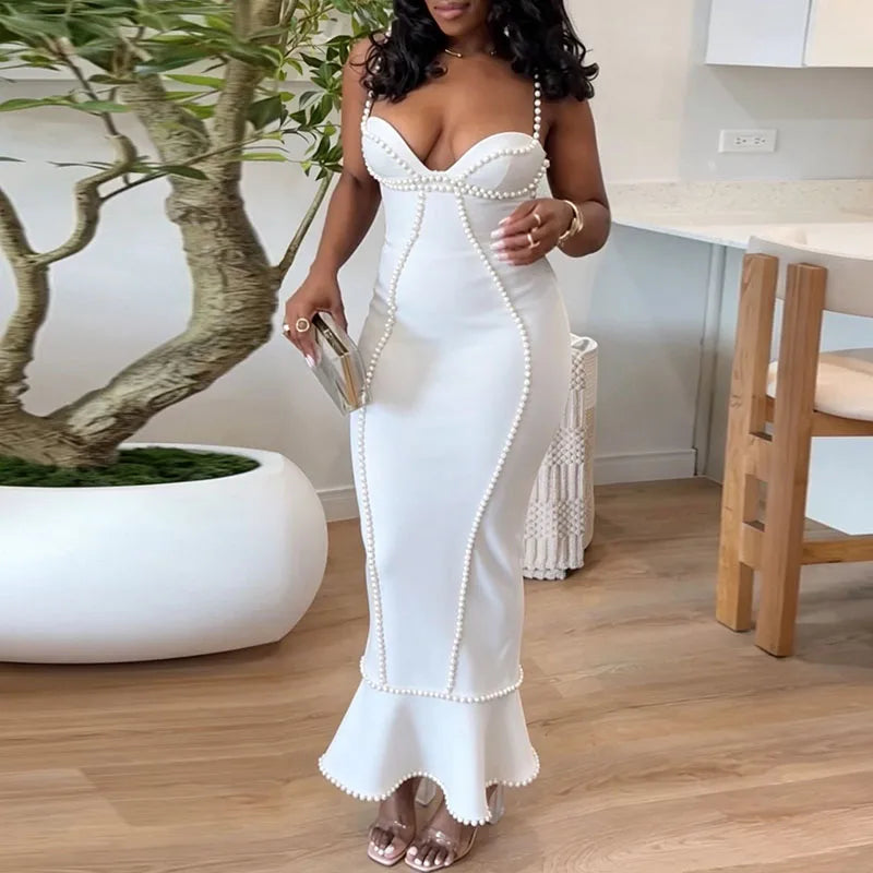 Lady Elegant Sleeveless Wrap Hip Mermaid Dresses
