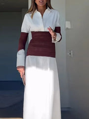Ladies Temperament Lapel Long Sleeved Dresses