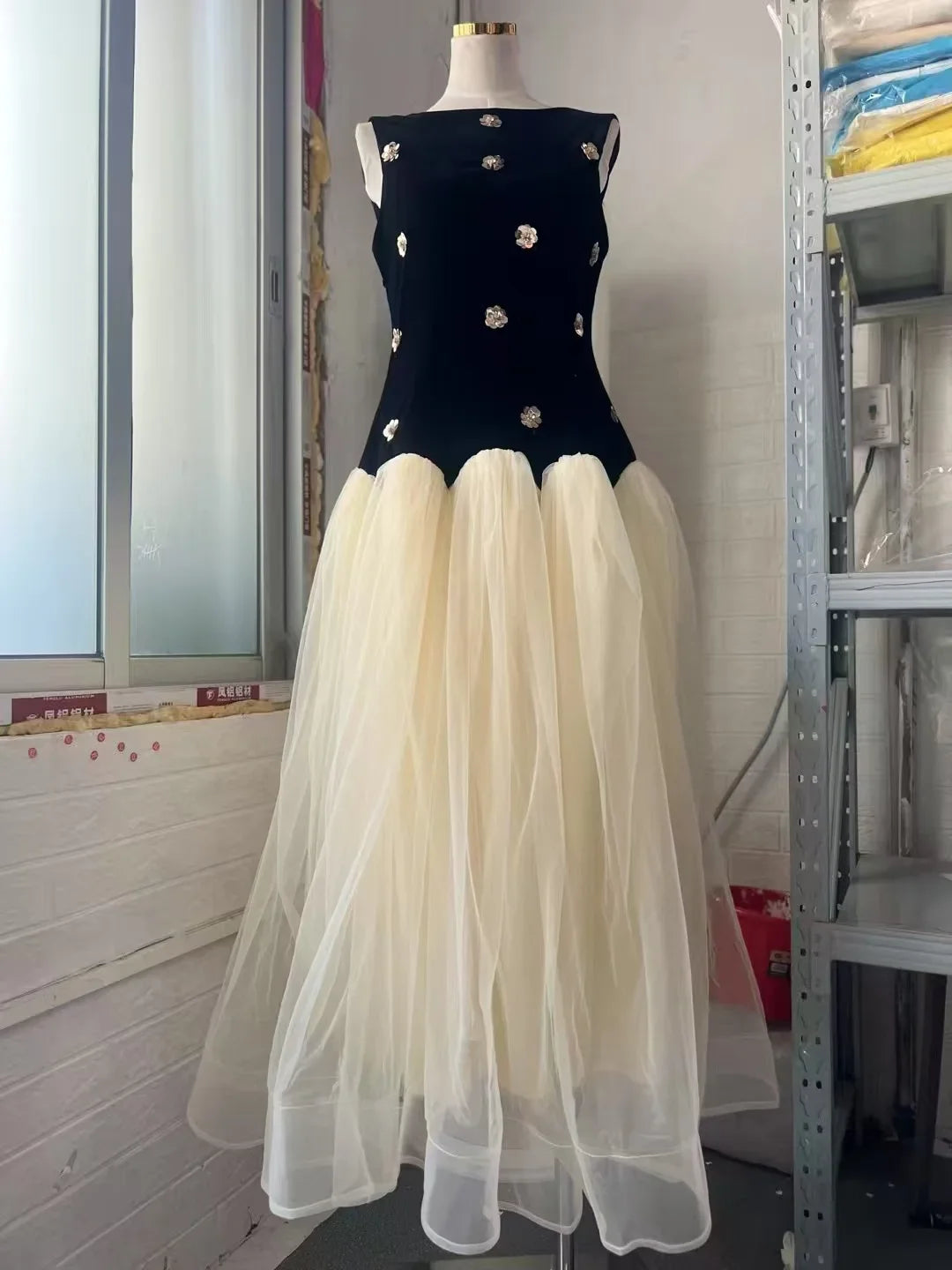 Summer Round Neck Sleeveless Slim High Waist Pullover Mesh Spliced Dresses
