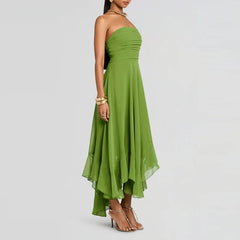 Elegant Strapless Ruffles Evening Dresses