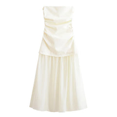 High Street Patchwork Strapless Midi Dresses