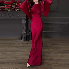 O-neck Slim Satin Dresses