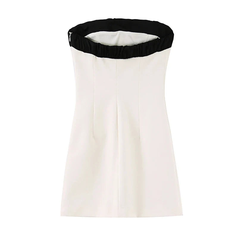Contrast Bow Strapless Dresses