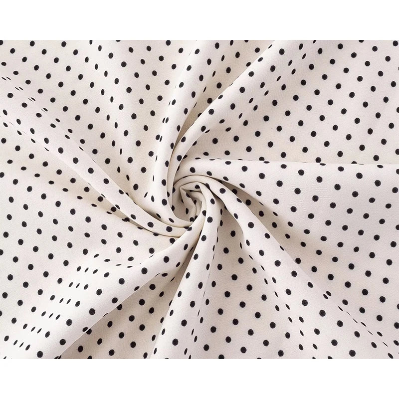 French Lace Trim V Neck Polka Dot Dresses Short Sleeve A-line Midi Elegant Summer Dresses
