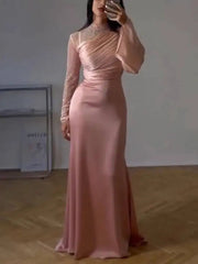 spring and autumn Sexy Bodycon Mesh Pleated Evening Dresses