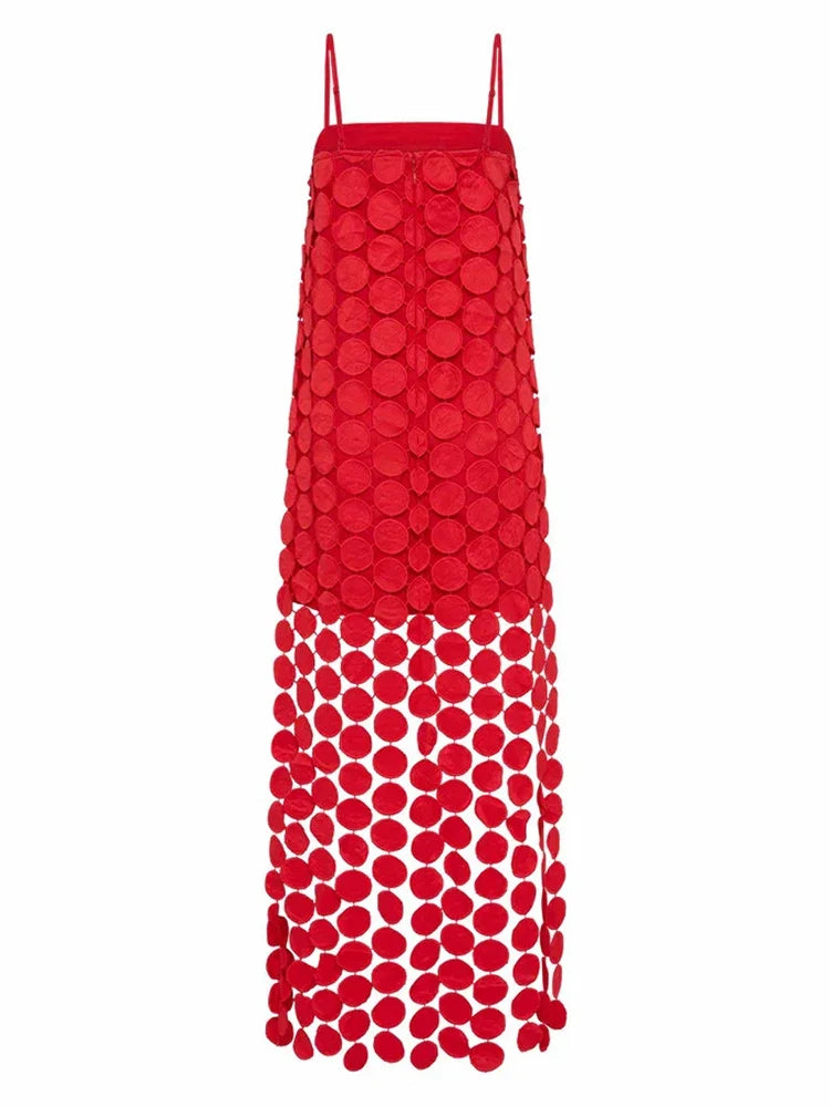 Summer Hollow-out Polka Dot Midi Dresses