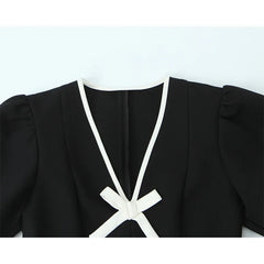 High Quality Contrast Bow Mini Dresses