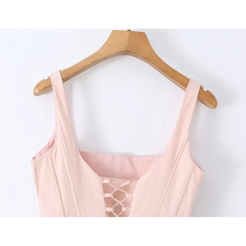 Pink Corset Style Bubble Mini Dresses