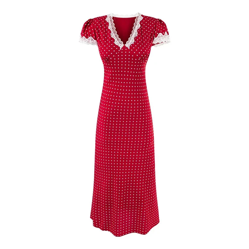 French Polka Dot Red Dresses
