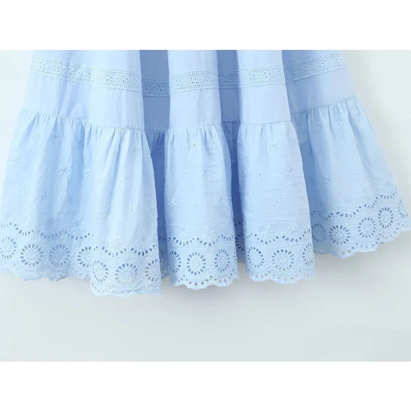 Sexy Spaghetti Straps Blue White Summer Holiday Dresses
