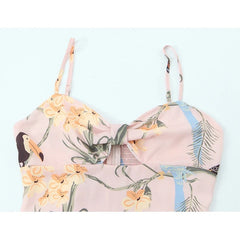 French Retro Floral Print Holiday Sexy Sling Dresses
