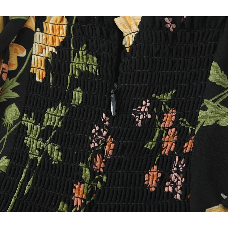 French Style Vintage Floral Print Sling Dresses