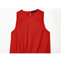Summer O Neck Sleeveless Casual Long Tank Dresses Red Vestidos