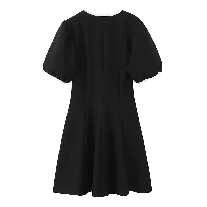 High Quality Contrast Bow Mini Dresses
