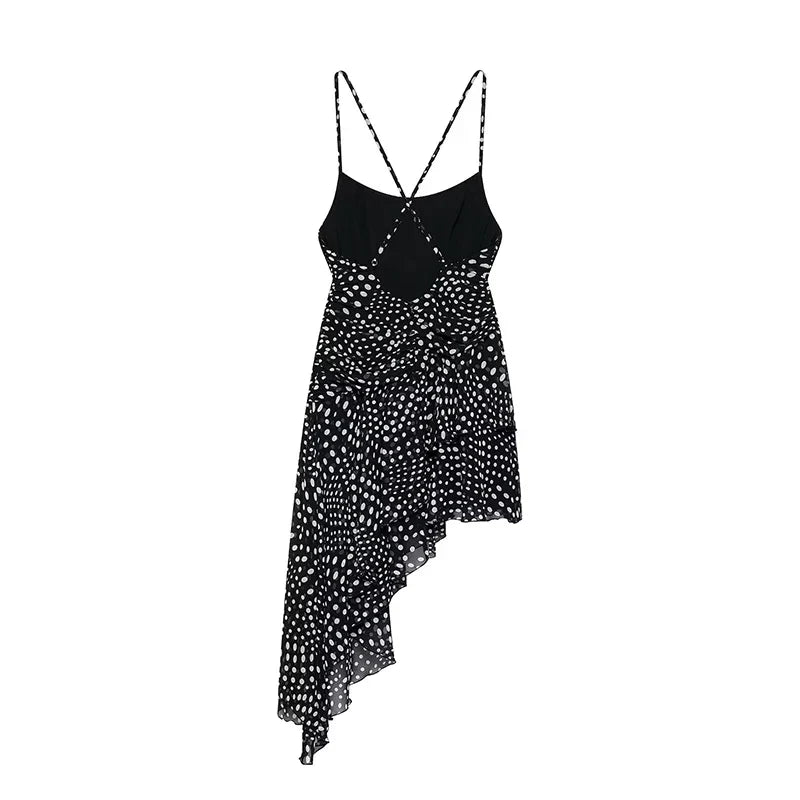 Sling Draped Polka Dot Dresses