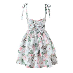 Floral Print Sexy Corset Style Sling Mini Dresses
