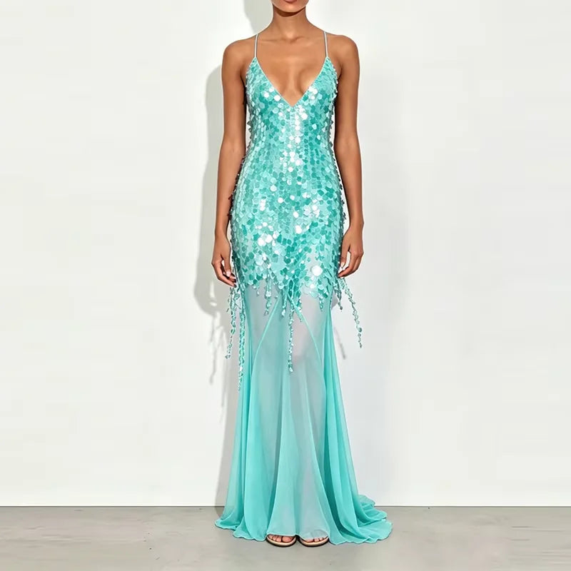 Unique Sequin Camisole Beach Dresses