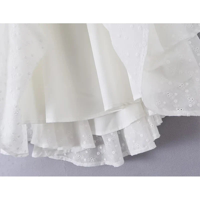 Summer White Embroidery Mini Dresses