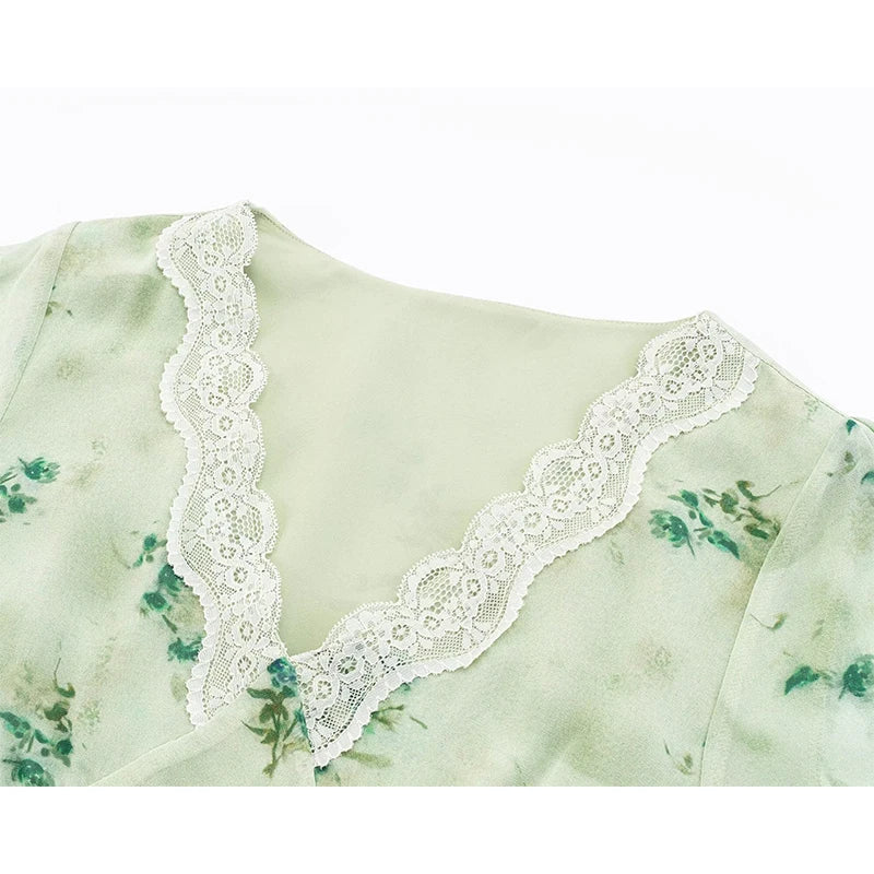 Boho Style Mint Green Floral Print Dresses