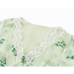 Boho Style Mint Green Floral Print Dresses