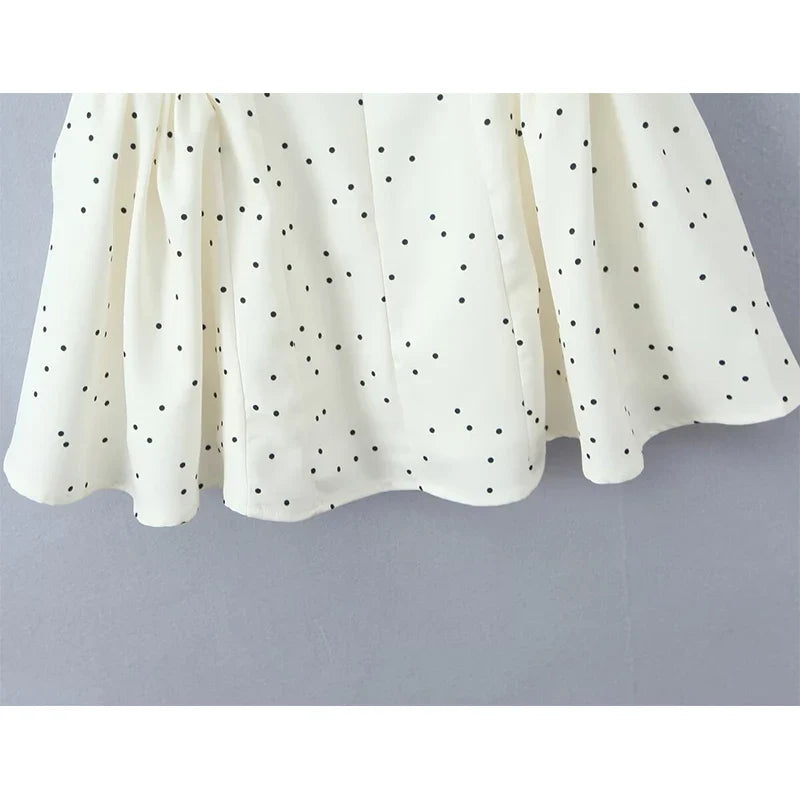French Style Sexy Spicy Girls Halter Mini Dresses Polka Dot Deep V Backless A-line Summer Dresses