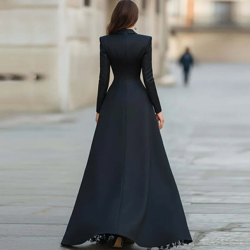 Lace Patchwork Slim Fit Party Suit Elegant Solid Formal Occasion Outfit Autumn Lapel Button Top and Skirt Two Piece Set