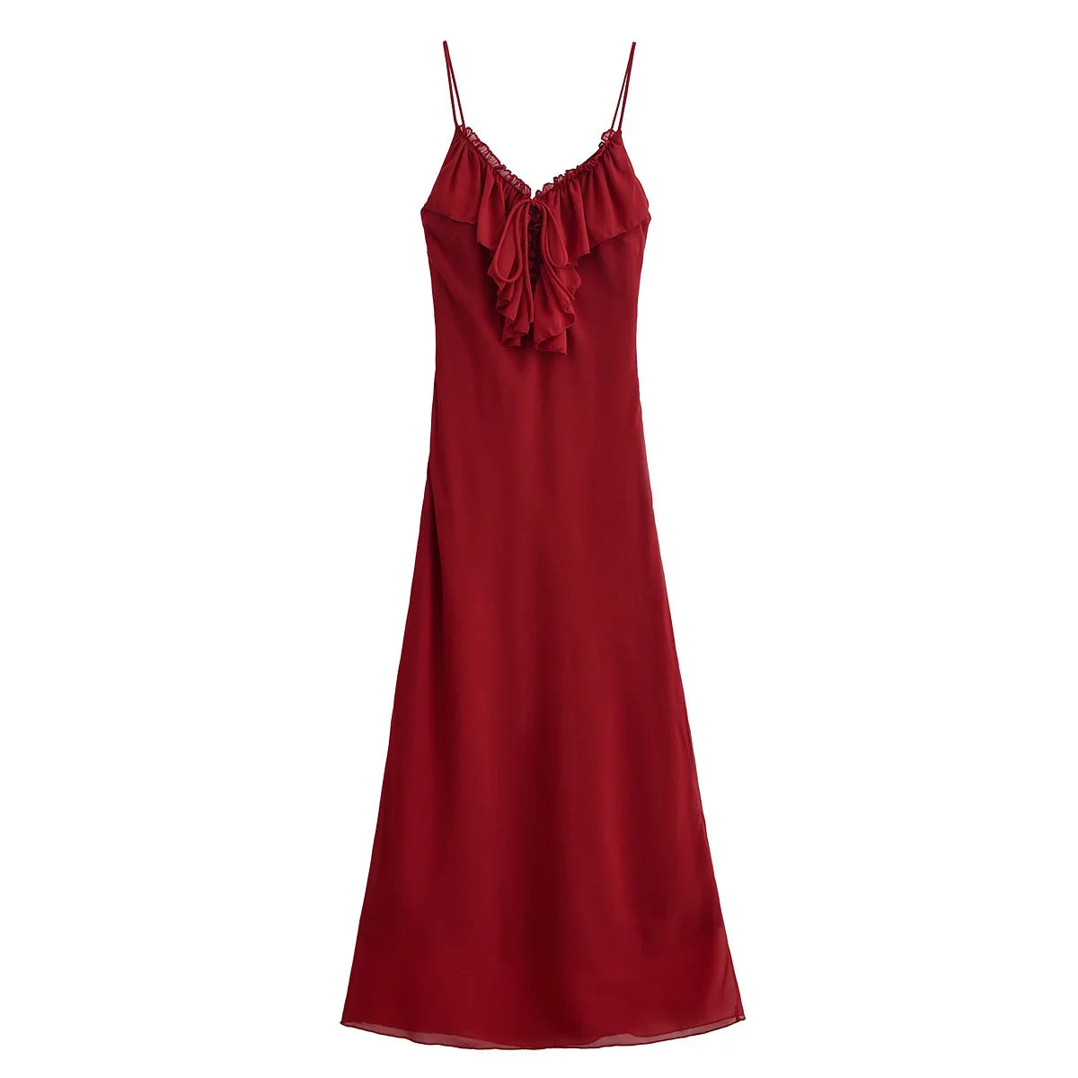 Sexy Spaghetti Straps Ruffle V Neck Long Dresses Summer A-line Elegant Evening Backless Party Maxi Vestidos