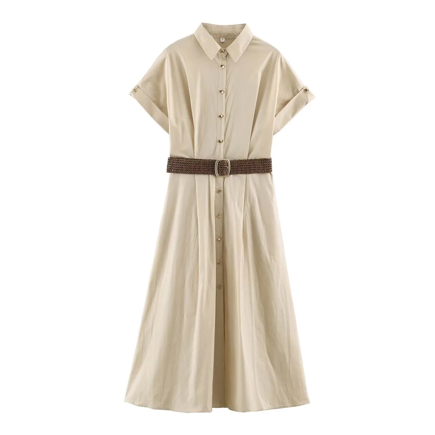 Khaki Midi Shirt Dresses