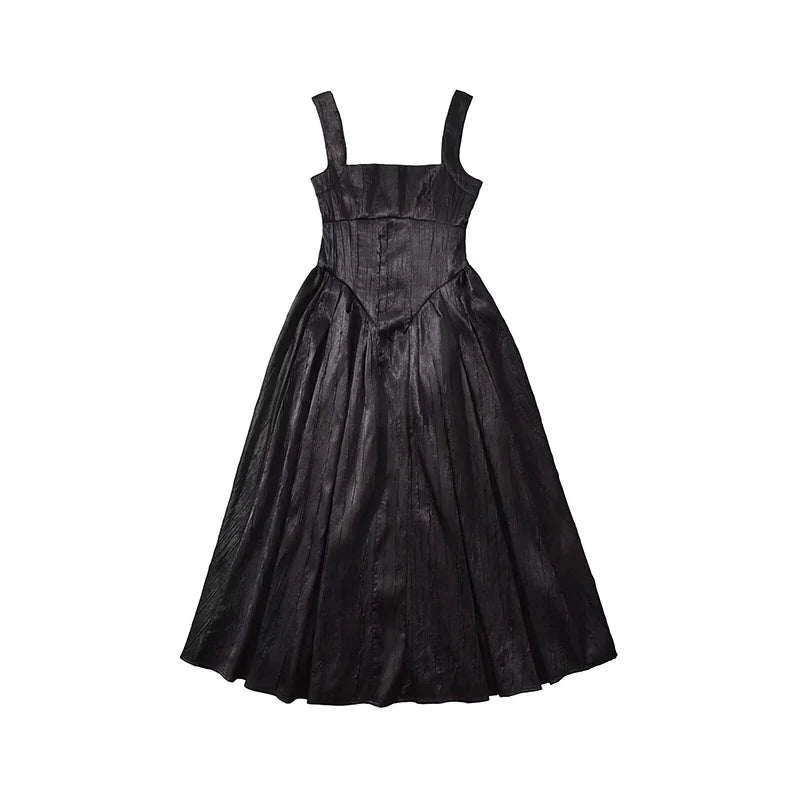 Sexy Elegant Evening Party Dresses Pretty Girl Square Neck Sleeveless A-line Midi Summer Dresses