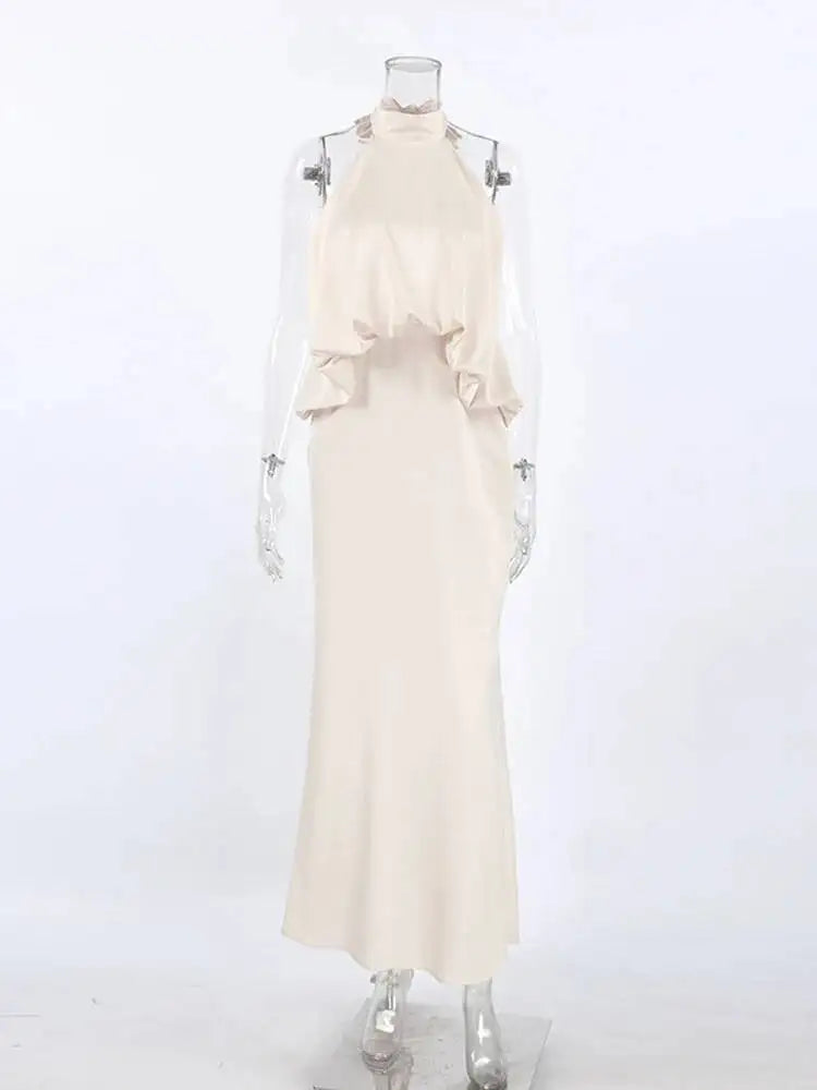 Summer Light Luxury Hanging Neck Sleeveless Backless Slim Fit Dresses