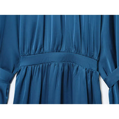 Casual Blue Satin Long Dresses
