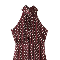 Sleeveless Halter Polka Dot Dresses