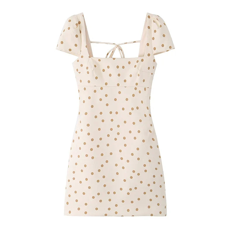 Polka Dot Backless Bow Decoration Mini Dresses