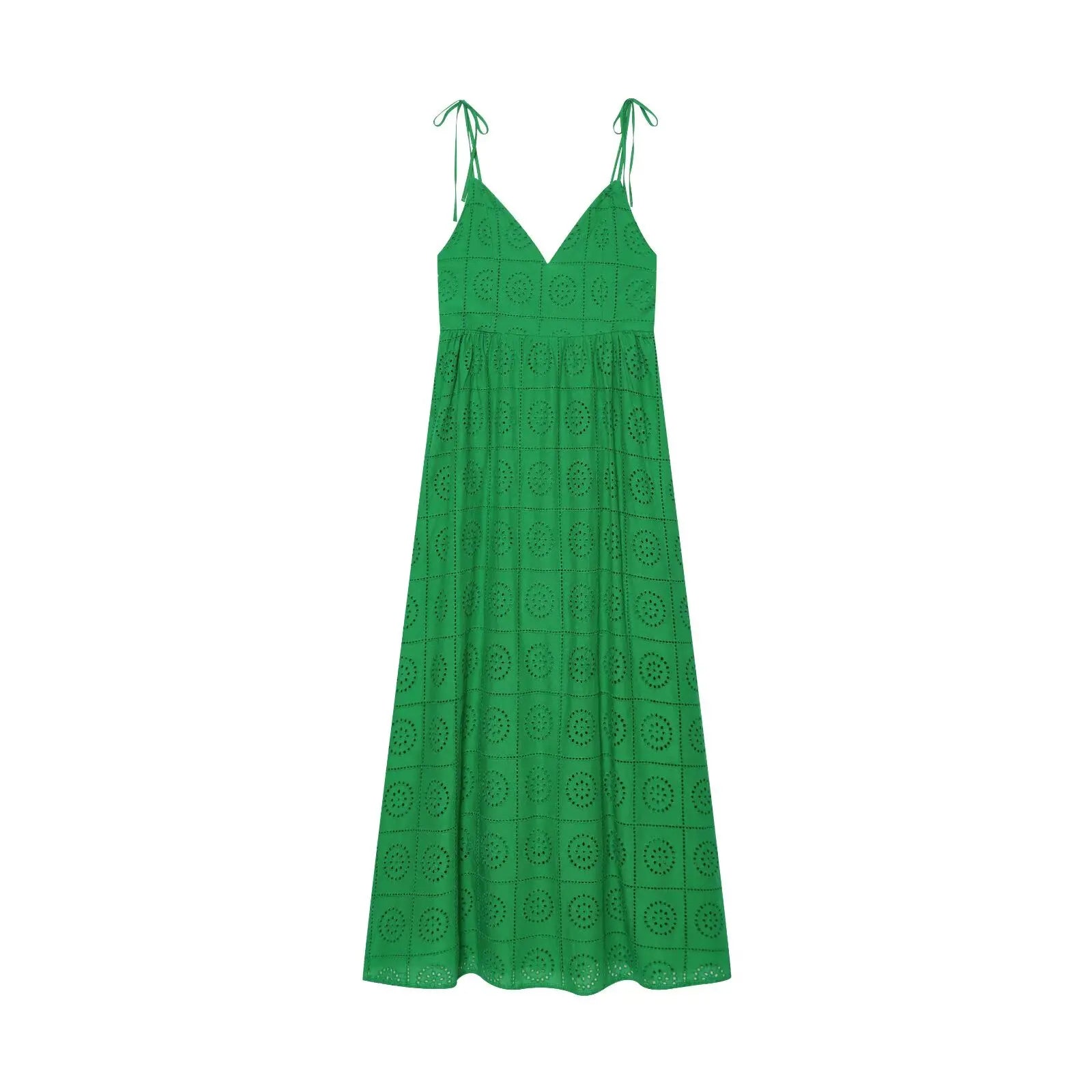Summer Hollow Out Embroidery Sling Midi Dresses
