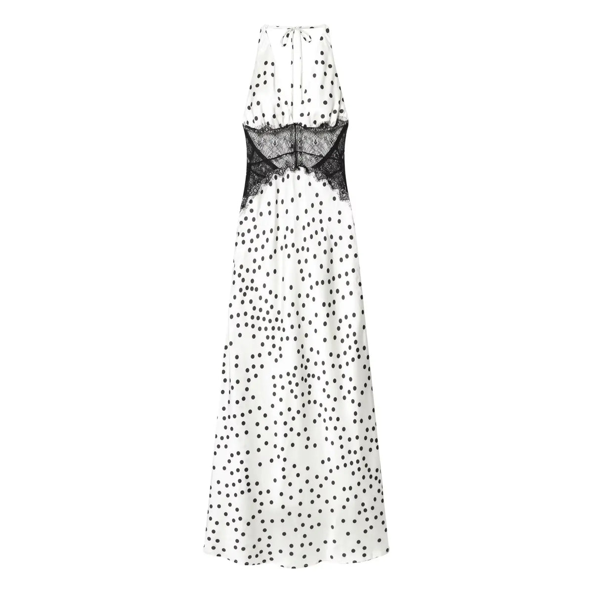 White Polka Dot Halter Maxi Dresses