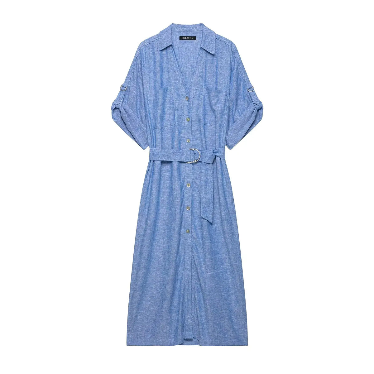 Light Blue Shirt Midi Dresses