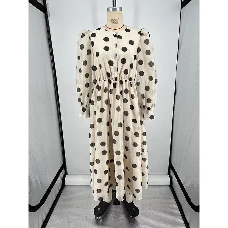 Spring Autumn Vintage Polka Dot Dresses