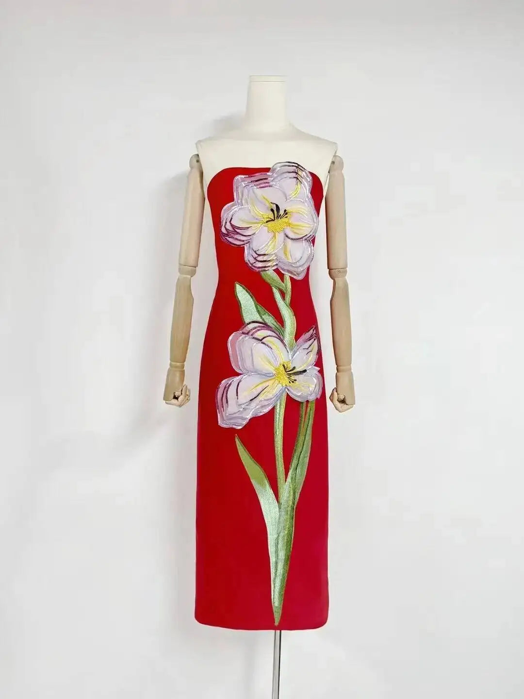 Summer Chest Wrapping Slim High Waist Pullover Long Dress,printed Flower spliced patchwork Straight Dresses