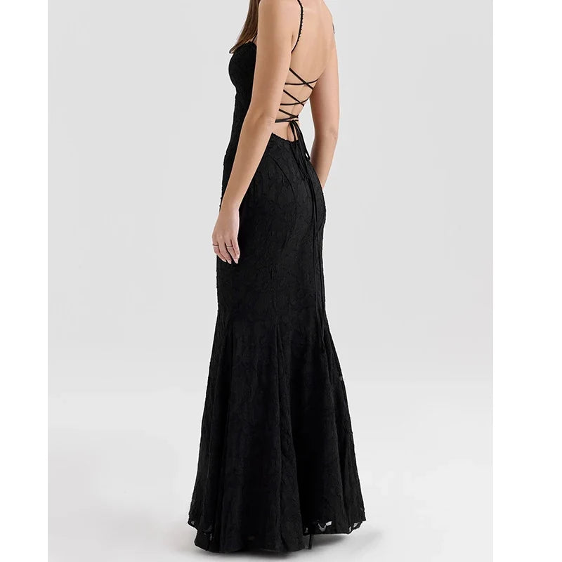 Sexy Black White Elegant Sling Fishtail Dresses