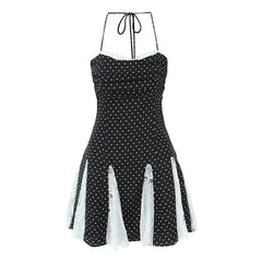 Spice Girls Lace Patchwork Polka Dot Halter Sexy Dresses